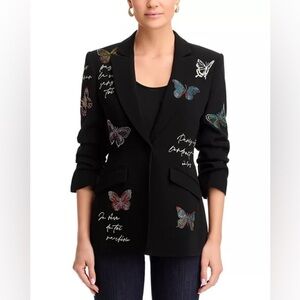 Cinq à Sept butterfly, love letter, scrunched cayenne, blazer, Elegant Black